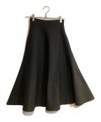 MADISON BLUEマディソンブルー）の古着「Wフェイス ミモレ フレアスカート」｜ブラック
