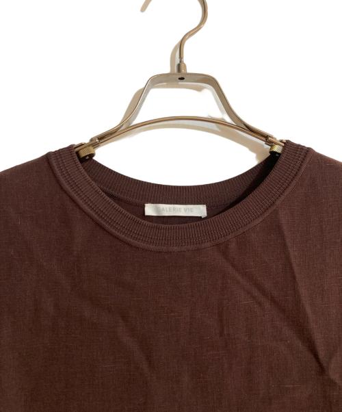 GALERIE VIE（ギャルリーヴィー）GALERIE VIE (ギャルリーヴィー) リブコンビフレンチリネンクルーネックワンピース ブラウン サイズ:36の古着・服飾アイテム