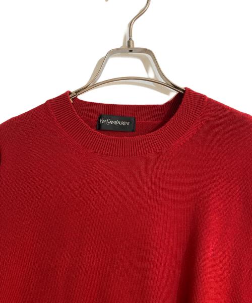 Yves Saint Laurent（イヴサンローラン）Yves Saint Laurent (イヴサンローラン) ロゴ刺繍クルーネックニット レッド サイズ:不明の古着・服飾アイテム