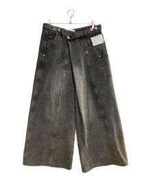 FenG CHen WANG（フェンチェンワン）の古着「FCW ASYMETRIC WIDE LEG JEANS WITH PANEL REMAKE」｜インディゴ