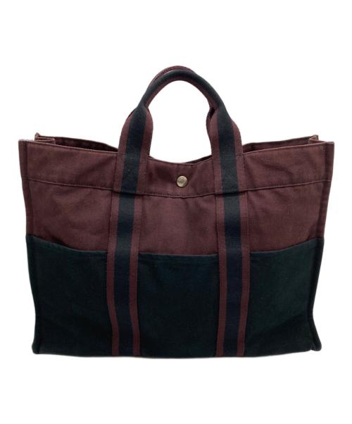 HERMES（エルメス）HERMES (エルメス) トートバッグ ブラック×ボルドーの古着・服飾アイテム