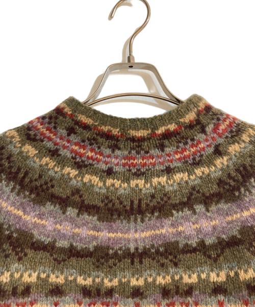 RALPH LAUREN（ラルフローレン）RALPH LAUREN (ラルフローレン) カシミヤ・アンゴラ混フェアアイルニット グリーン サイズ:Mの古着・服飾アイテム