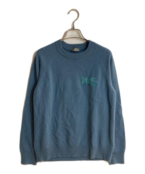Christian Dior（クリスチャン ディオール）Christian Dior (クリスチャン ディオール) ロゴカシミヤニット スカイブルー サイズ:Ｌの古着・服飾アイテム