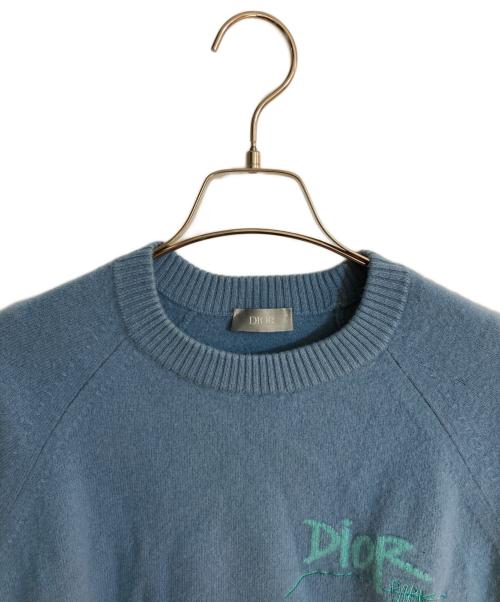 Christian Dior（クリスチャン ディオール）Christian Dior (クリスチャン ディオール) ロゴカシミヤニット スカイブルー サイズ:Ｌの古着・服飾アイテム
