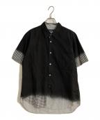 COMME des GARCONS HOMMEコムデギャルソン オム）の古着「グラデーション染加工半袖シャツ」｜ブラック