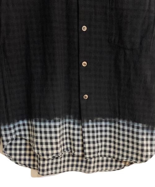 BLACK COMME des GARCONS（ブラックコムデギャルソン）BLACK COMME des GARCONS (ブラックコムデギャルソン) グラデーション加工チェックシャツ ブラック サイズ:Sの古着・服飾アイテム