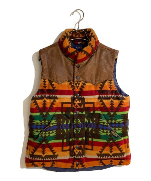 RALPH LAUREN（ラルフローレン）RALPH LAUREN (ラルフローレン) ネイティブ柄ダウンベスト ブラウン サイズ:Ｍの古着・服飾アイテム