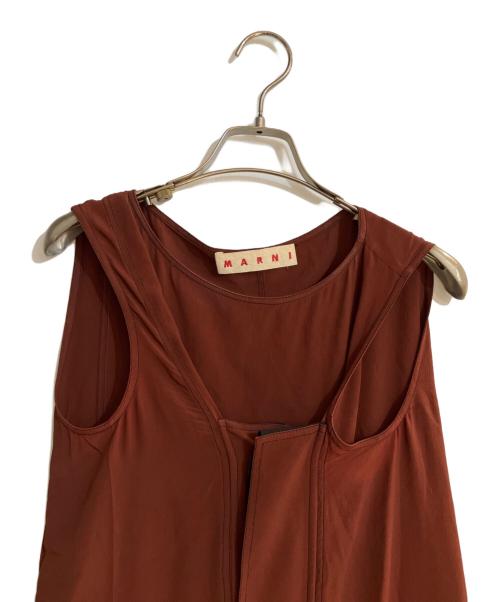 MARNI（マルニ）MARNI (マルニ) フロントボタンデザインノースリーブワンピース ブラウン サイズ:Ｌの古着・服飾アイテム