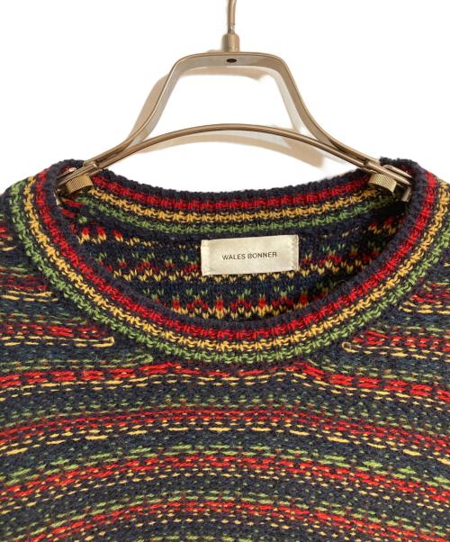 WALES BONNER（ウェールズボナー）WALES BONNER (ウェールズボナー) ウールクルーネックニット ネイビー サイズ:Ｍの古着・服飾アイテム