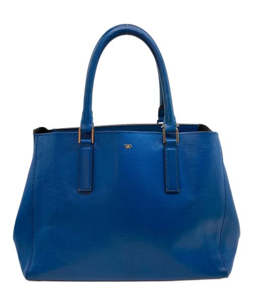 ANYA HINDMARCH（アニヤ・ハインドマーチ）ANYA HINDMARCH (アニヤ・ハインドマーチ) レザーハンドバッグ ブルーの古着・服飾アイテム