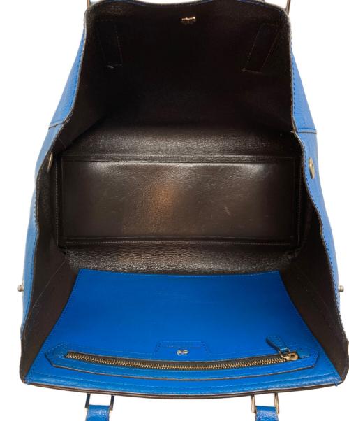 ANYA HINDMARCH（アニヤ・ハインドマーチ）ANYA HINDMARCH (アニヤ・ハインドマーチ) レザーハンドバッグ ブルーの古着・服飾アイテム