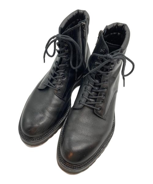 W.H（ダブルエイチ）W.H (ダブルエイチ) フンシャルカーフ コンバットブーツ オール丸管モデル ブラック サイズ:8の古着・服飾アイテム