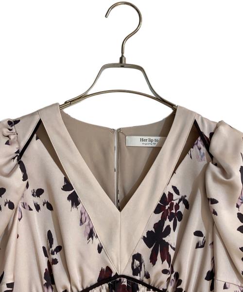 HER LIP TO（ハーリップトゥ）Her lip to (ハーリップトゥ) Muse Floral Cut-Out Dress/ミューズフローラルカットアウトドレス ブラウン サイズ:Sの古着・服飾アイテム