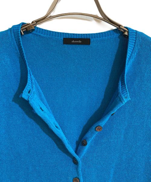 allureville（アルアバイル）allureville (アルアバイル) ハイゲージペーパーヤーンカーディガン ブルー サイズ:2の古着・服飾アイテム