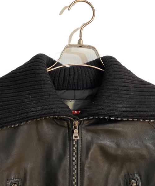 PRADA SPORTS（プラダスポーツ）PRADA SPORTS (プラダスポーツ) レザーウール切替ダブルジップジャケット ブラック サイズ:42の古着・服飾アイテム