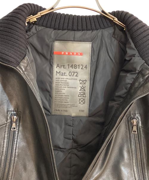 PRADA SPORTS（プラダスポーツ）PRADA SPORTS (プラダスポーツ) レザーウール切替ダブルジップジャケット ブラック サイズ:42の古着・服飾アイテム