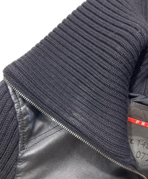PRADA SPORTS（プラダスポーツ）PRADA SPORTS (プラダスポーツ) レザーウール切替ダブルジップジャケット ブラック サイズ:42の古着・服飾アイテム