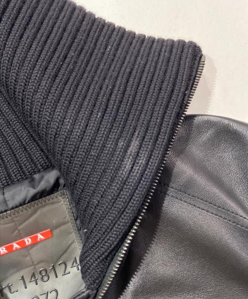 PRADA SPORTS（プラダスポーツ）PRADA SPORTS (プラダスポーツ) レザーウール切替ダブルジップジャケット ブラック サイズ:42の古着・服飾アイテム