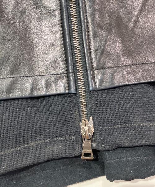 PRADA SPORTS（プラダスポーツ）PRADA SPORTS (プラダスポーツ) レザーウール切替ダブルジップジャケット ブラック サイズ:42の古着・服飾アイテム