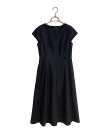 ANAYI（アナイ）の古着「ウールツイルジャージフレアワンピース」｜ネイビー