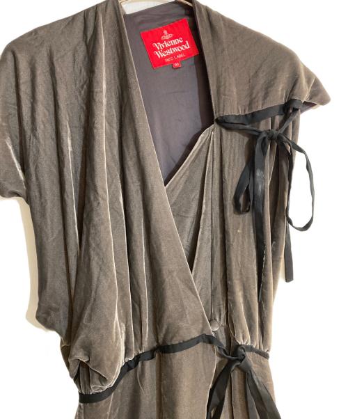 Vivienne Westwood RED LABEL（ヴィヴィアンウエストウッドレッドレーベル）Vivienne Westwood RED LABEL (ヴィヴィアンウエストウッドレッドレーベル) ベルベットカシュクールショーツスリーブワンピース グレー サイズ:Mの古着・服飾アイテム