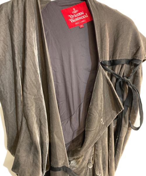 Vivienne Westwood RED LABEL（ヴィヴィアンウエストウッドレッドレーベル）Vivienne Westwood RED LABEL (ヴィヴィアンウエストウッドレッドレーベル) ベルベットカシュクールショーツスリーブワンピース グレー サイズ:Mの古着・服飾アイテム