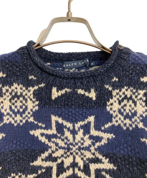 RALPH LAUREN（ラルフローレン）RALPH LAUREN (ラルフローレン) アンゴラシルク混スノーフレークセーター ネイビー サイズ:Mの古着・服飾アイテム