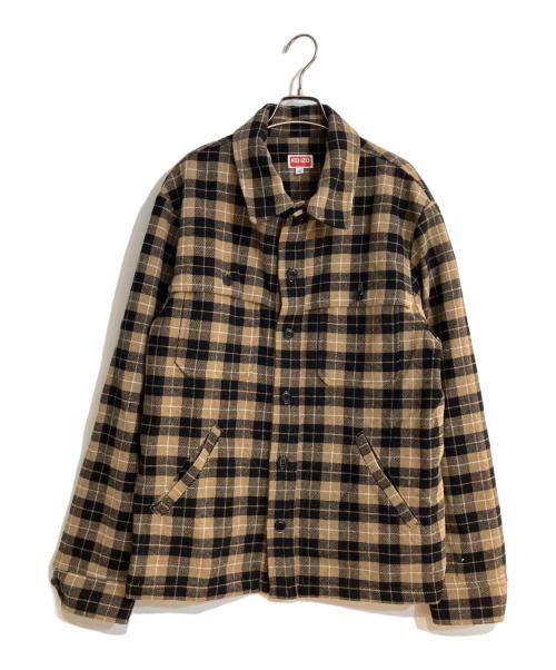KENZO（ケンゾー）KENZO (ケンゾー) ウール混オーバーサイズチェックシャツ ブラウン サイズ:Mの古着・服飾アイテム