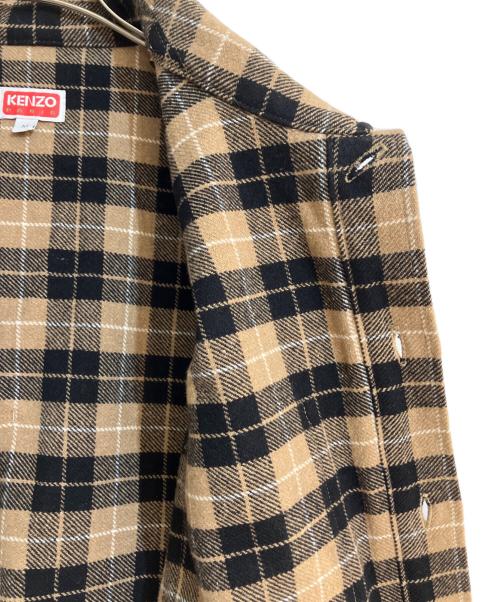 KENZO（ケンゾー）KENZO (ケンゾー) ウール混オーバーサイズチェックシャツ ブラウン サイズ:Mの古着・服飾アイテム