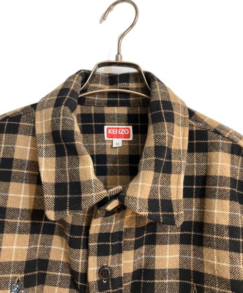 KENZO（ケンゾー）KENZO (ケンゾー) ウール混オーバーサイズチェックシャツ ブラウン サイズ:Mの古着・服飾アイテム