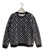 LOUIS VUITTONルイ ヴィトン）の古着「フルモノグラムジャガードクルーネックスウェット」｜ネイビー