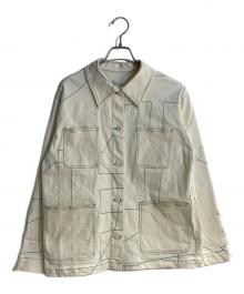 PAMM（パム）の古着「寛大なインテリアの刺繍ジャケット」｜ベージュ×グリーン