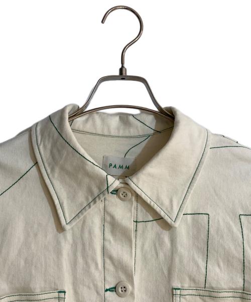 PAMM（パム）PAMM (パム) 寛大なインテリアの刺繍ジャケット ベージュ×グリーン サイズ:FREEの古着・服飾アイテム