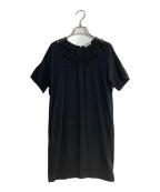 FENDIフェンディ）の古着「レーヨンポリコクーンレース切替ワンピース」｜ブラック