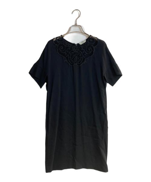 FENDI（フェンディ）FENDI (フェンディ) レーヨンポリコクーンレース切替ワンピース ブラック サイズ:36の古着・服飾アイテム