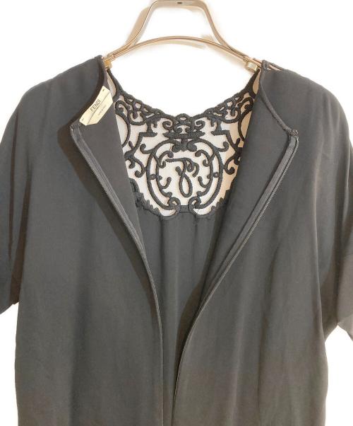 FENDI（フェンディ）FENDI (フェンディ) レーヨンポリコクーンレース切替ワンピース ブラック サイズ:36の古着・服飾アイテム