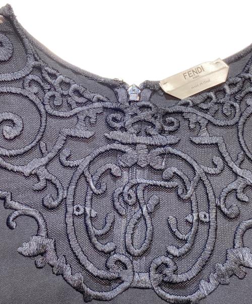 FENDI（フェンディ）FENDI (フェンディ) レーヨンポリコクーンレース切替ワンピース ブラック サイズ:36の古着・服飾アイテム