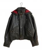 VERSACE Sportヴェルサーチ スポーツ）の古着「フェイクレザーフーデッドジャケット」｜ブラック