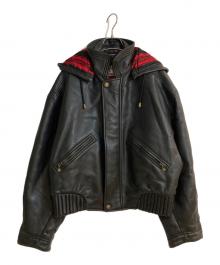 VERSACE Sport（ヴェルサーチ スポーツ）の古着「フェイクレザーフーデッドジャケット」｜ブラック