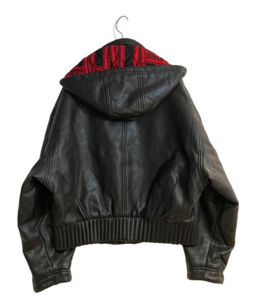 VERSACE Sport（ヴェルサーチ スポーツ）VERSACE Sport (ヴェルサーチ スポーツ) フェイクレザーフーデッドジャケット ブラック サイズ:46の古着・服飾アイテム