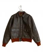 Aero LEATHERエアロレザー）の古着「A-2フライト オールドレザージャケット」｜ブラウン×レッド