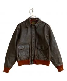 Aero LEATHER（エアロレザー）の古着「A-2フライト オールドレザージャケット」｜ブラウン×レッド