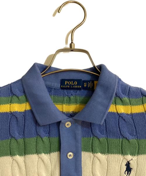 POLO RALPH LAUREN（ポロ・ラルフローレン）POLO RALPH LAUREN (ポロ・ラルフローレン) ケーブルニットポロシャツ スカイブルー サイズ:XSの古着・服飾アイテム