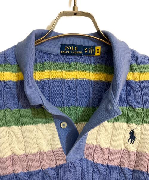 POLO RALPH LAUREN（ポロ・ラルフローレン）POLO RALPH LAUREN (ポロ・ラルフローレン) ケーブルニットポロシャツ スカイブルー サイズ:XSの古着・服飾アイテム