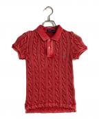 POLO RALPH LAURENポロ・ラルフローレン）の古着「ガーメントダイケーブルニットポロシャツ」｜レッド