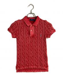 POLO RALPH LAUREN（ポロ・ラルフローレン）の古着「ガーメントダイケーブルニットポロシャツ」｜レッド