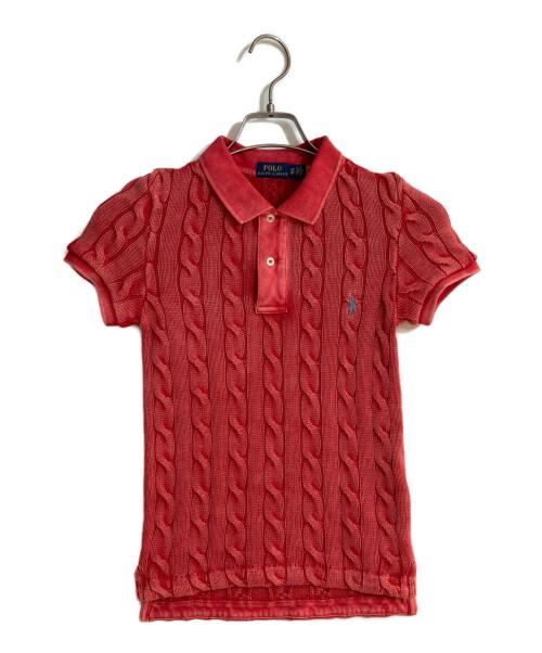POLO RALPH LAUREN（ポロ・ラルフローレン）POLO RALPH LAUREN (ポロ・ラルフローレン) ガーメントダイケーブルニットポロシャツ レッド サイズ:XSの古着・服飾アイテム