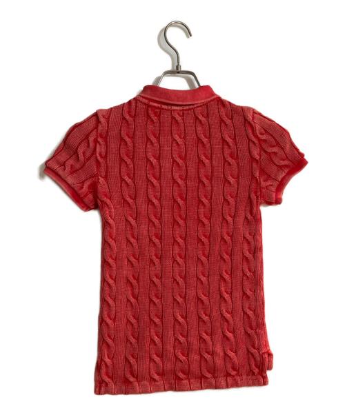 POLO RALPH LAUREN（ポロ・ラルフローレン）POLO RALPH LAUREN (ポロ・ラルフローレン) ガーメントダイケーブルニットポロシャツ レッド サイズ:XSの古着・服飾アイテム