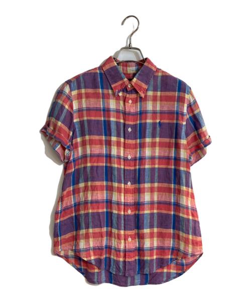POLO RALPH LAUREN（ポロ・ラルフローレン）POLO RALPH LAUREN (ポロ・ラルフローレン) リネンマドラスチェック半袖シャツ ピンク サイズ:Mの古着・服飾アイテム