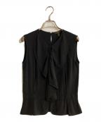 LOUIS VUITTONルイ ヴィトン）の古着「シルクラッフルノースリーブブラウス」｜ブラック